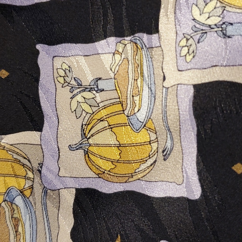 KD Keith Daniel's Pumpkin & Pie Print Silk Tie
